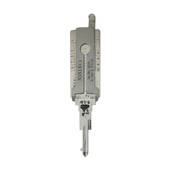 Original Lishi 2 in 1  10-Cut for   Nissan-Subaru   NSN14  V.2  2016     DA34  Dr/Bt    (Anti-Glare)